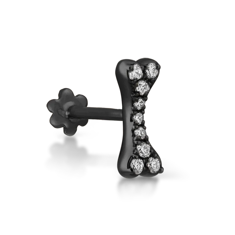 Diamond Bone Threaded Stud Earring With Titanium Backing - Image 7