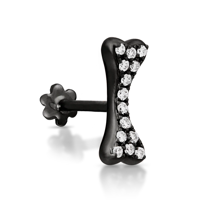 Diamond Bone Threaded Stud Earring With Titanium Backing - Image 8