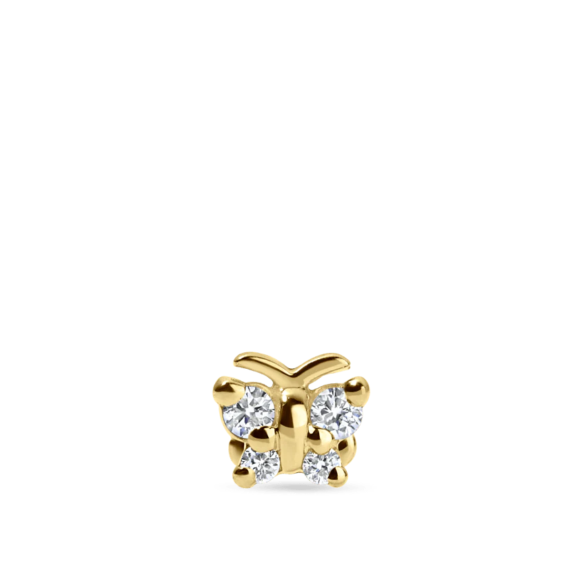 Diamond Butterfly Threaded Stud Earring - Image 11