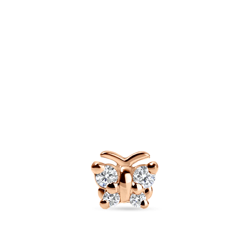 Diamond Butterfly Threaded Stud Earring - Image 16