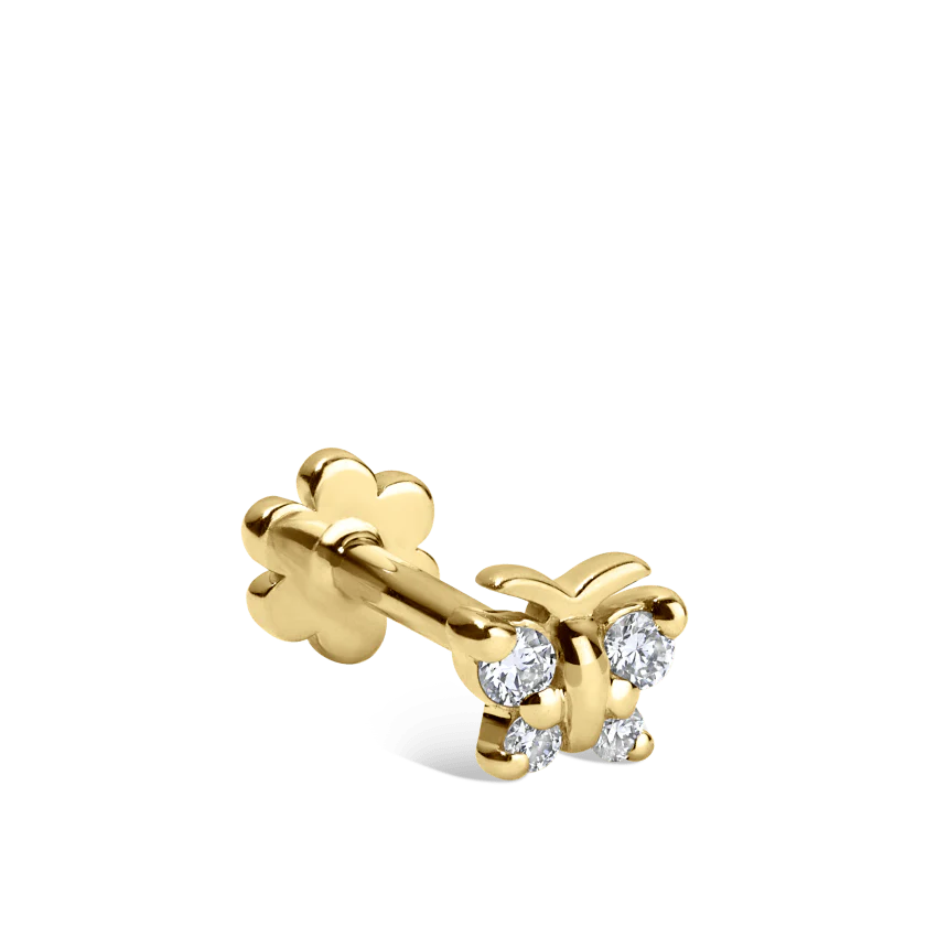 Diamond Butterfly Threaded Stud Earring - Image 7