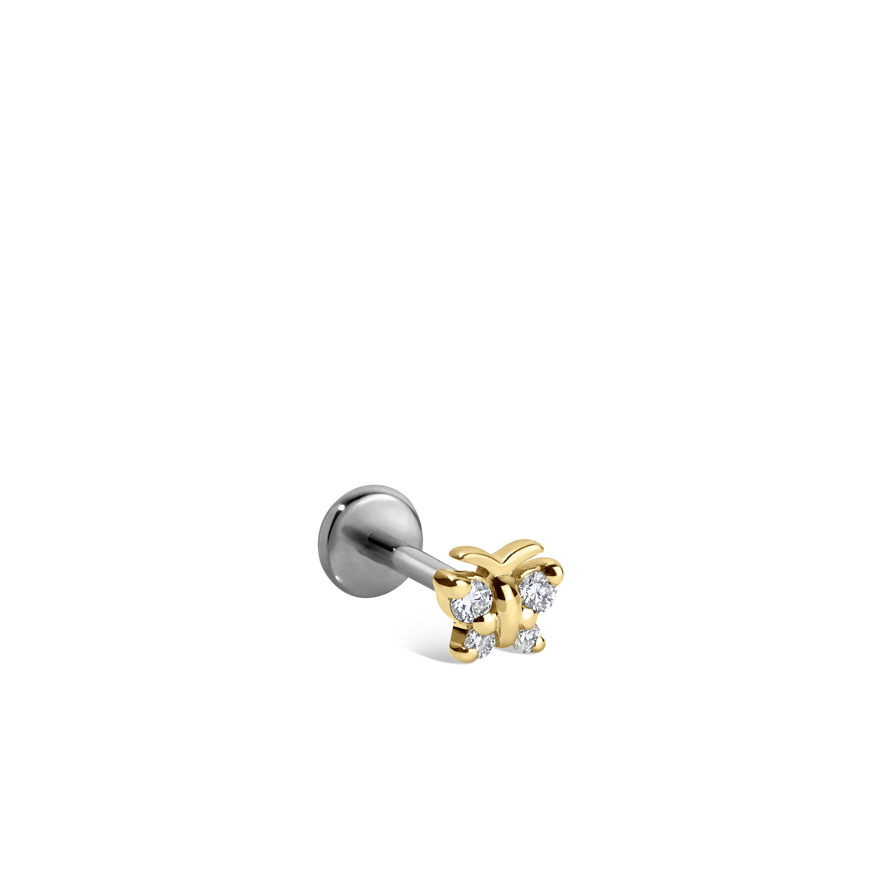 Diamond Butterfly Threaded Stud Earring With Titanium Backing - Image 17
