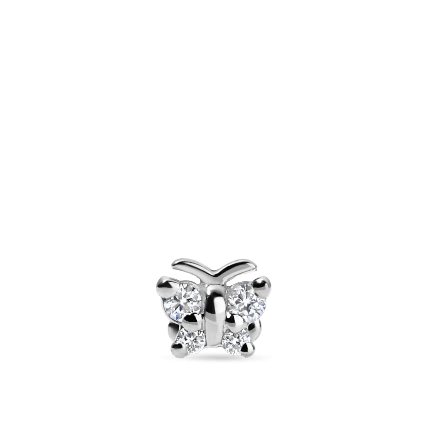 Diamond Butterfly Threaded Stud Earring With Titanium Backing - Image 6