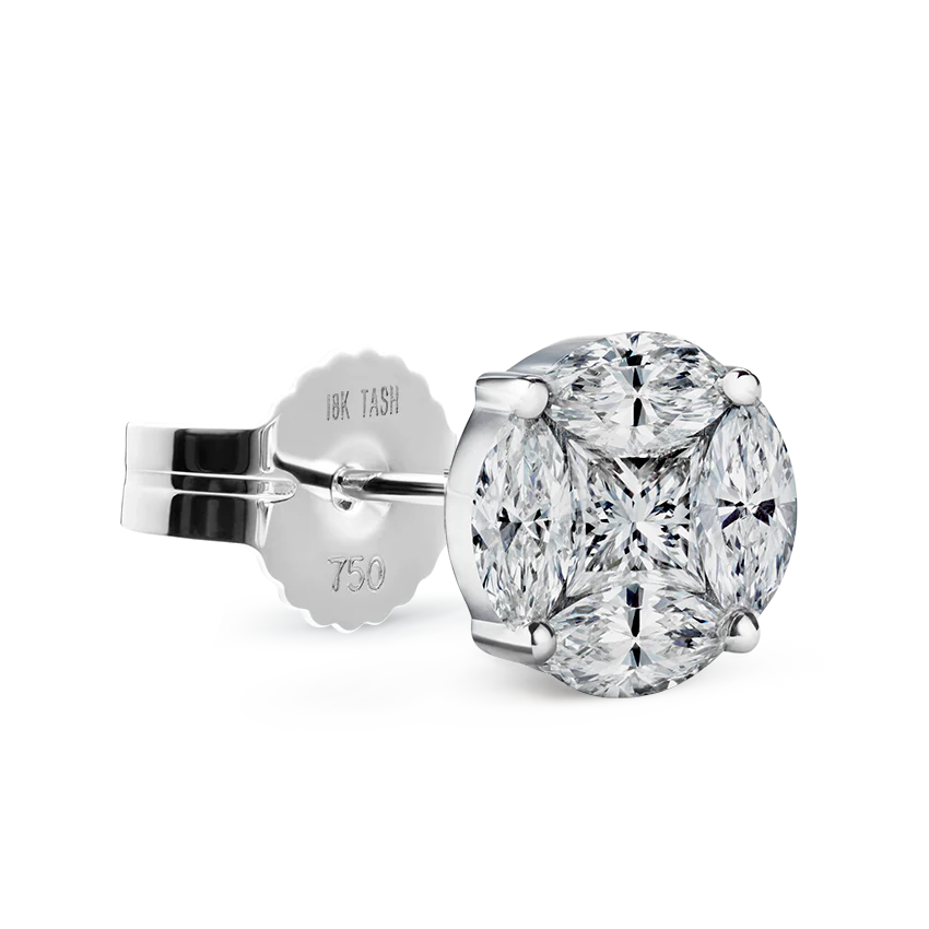 Diamond Cluster Stud Earring - Image 4