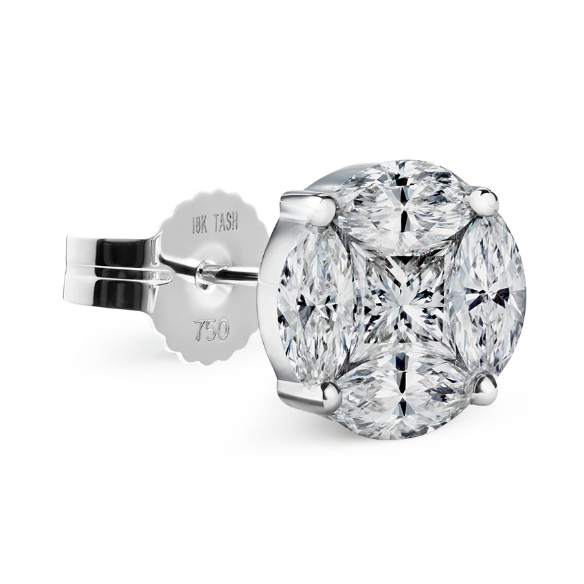 Diamond Cluster Stud Earring - Image 6