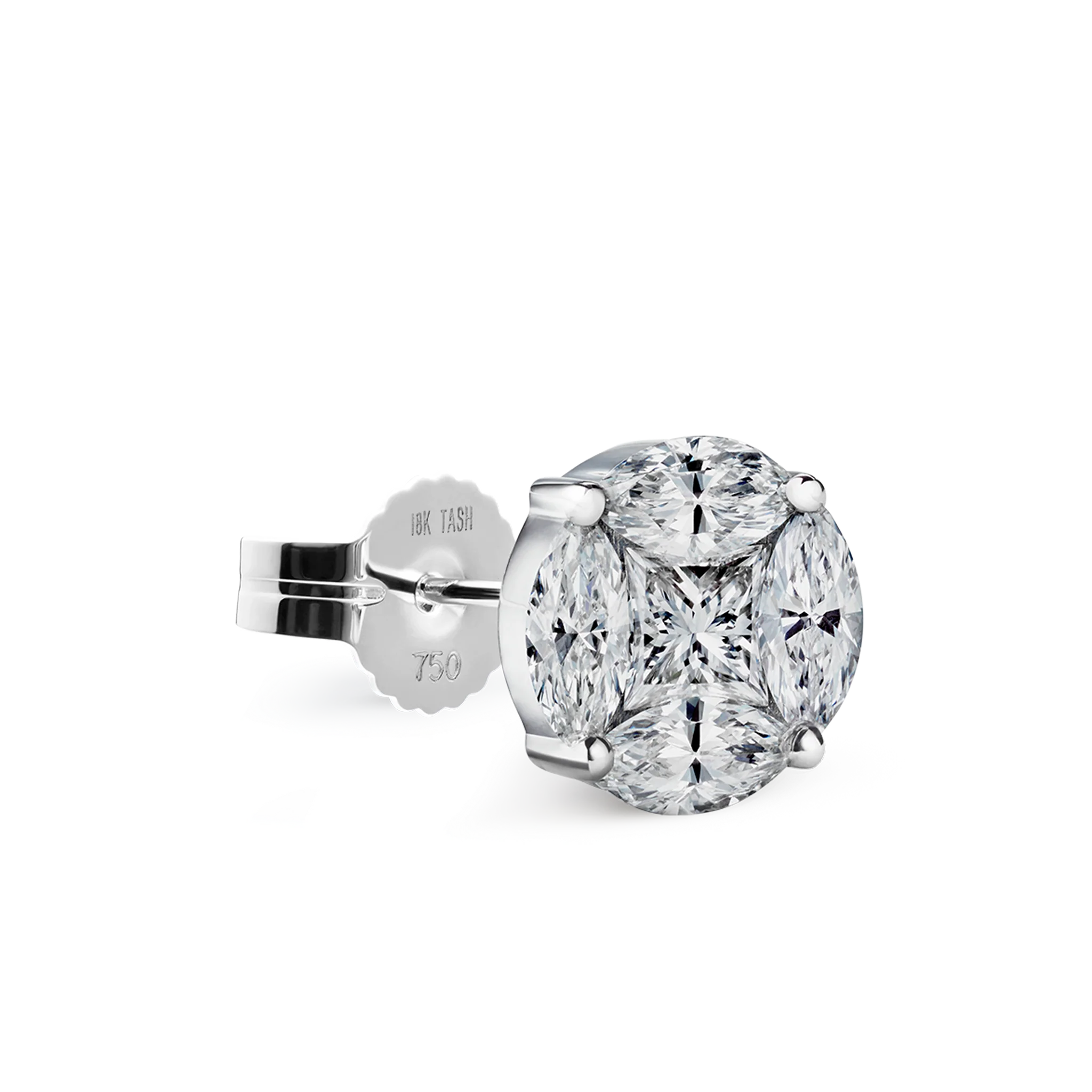 Diamond Cluster Stud Earring - Image 9