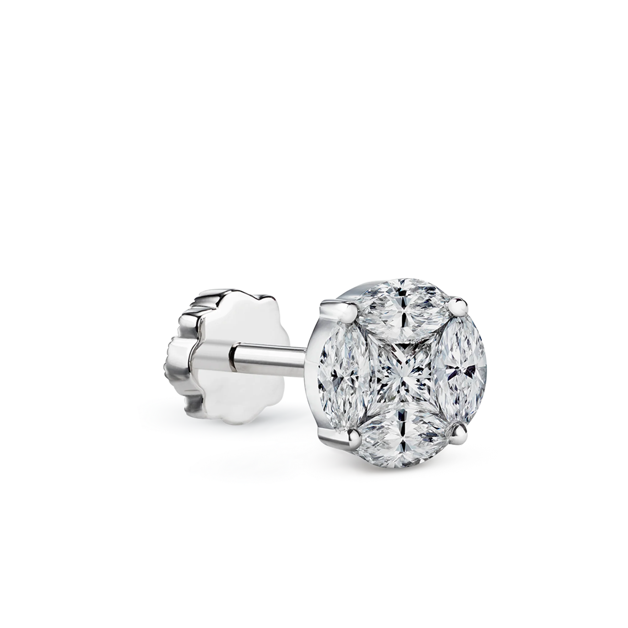 Diamond Cluster Threaded Stud Earring - Image 11