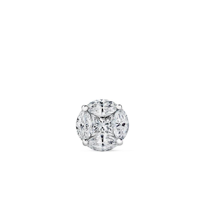 Diamond Cluster Threaded Stud Earring - Image 3
