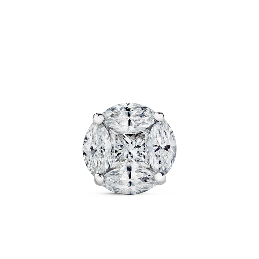 Diamond Cluster Threaded Stud Earring - Image 6