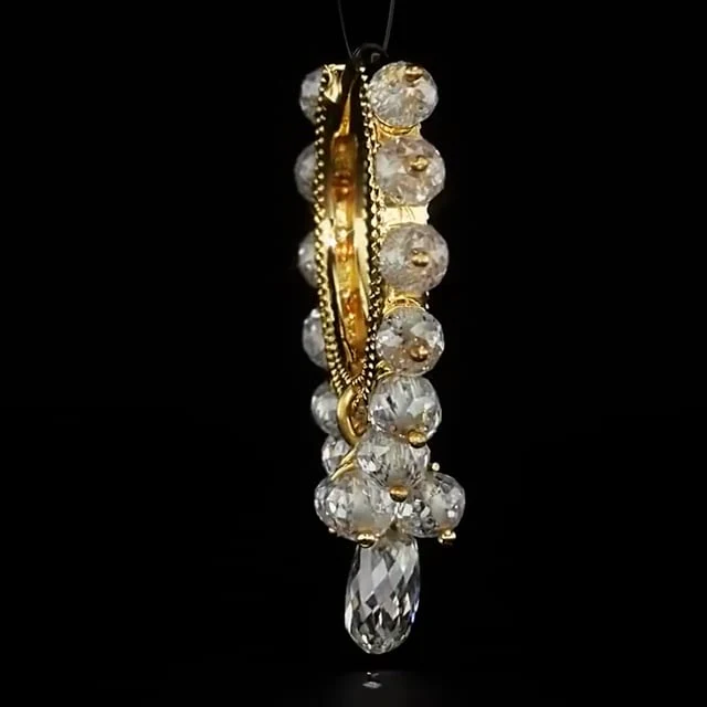 Diamond Coronet with Briolette Hoop Earring - Image 12
