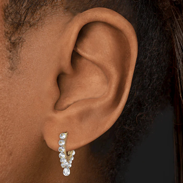 Diamond Coronet with Briolette Hoop Earring - Image 29