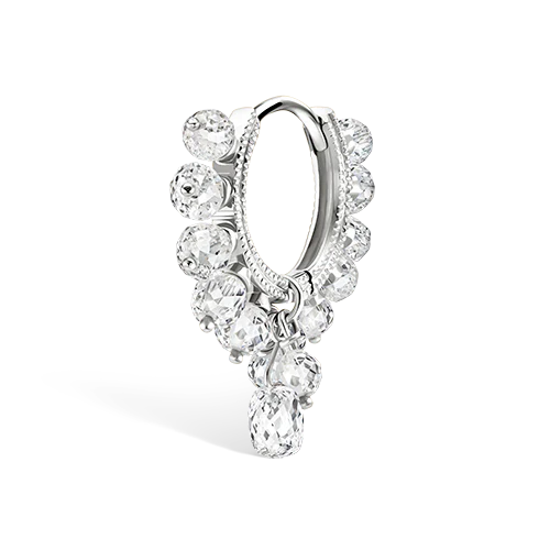 Diamond Coronet with Briolette Hoop Earring - Image 3