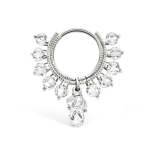 Diamond Coronet with Briolette Hoop Earring - Image 4