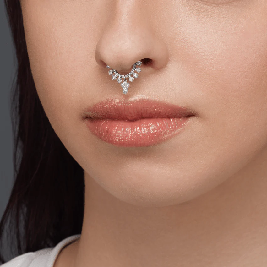 Diamond Coronet with Briolette Hoop Earring - Image 5