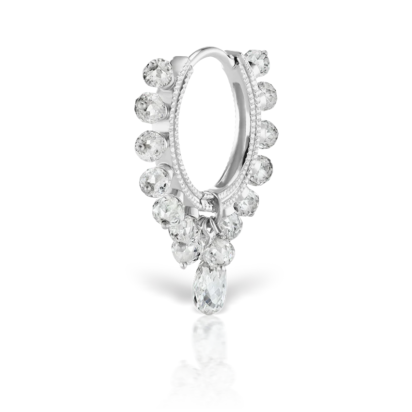 Diamond Coronet with Briolette Hoop Earring - Image 6
