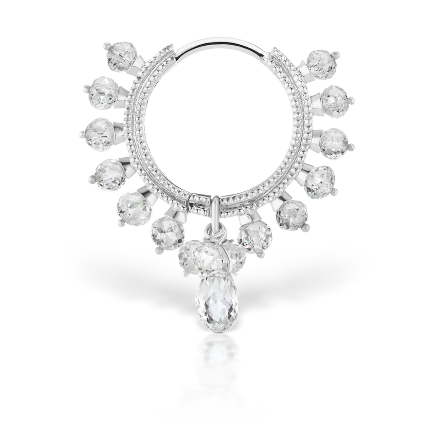 Diamond Coronet with Briolette Hoop Earring - Image 7
