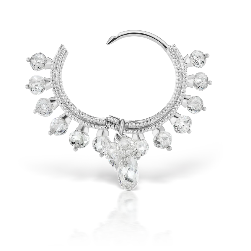 Diamond Coronet with Briolette Hoop Earring - Image 8