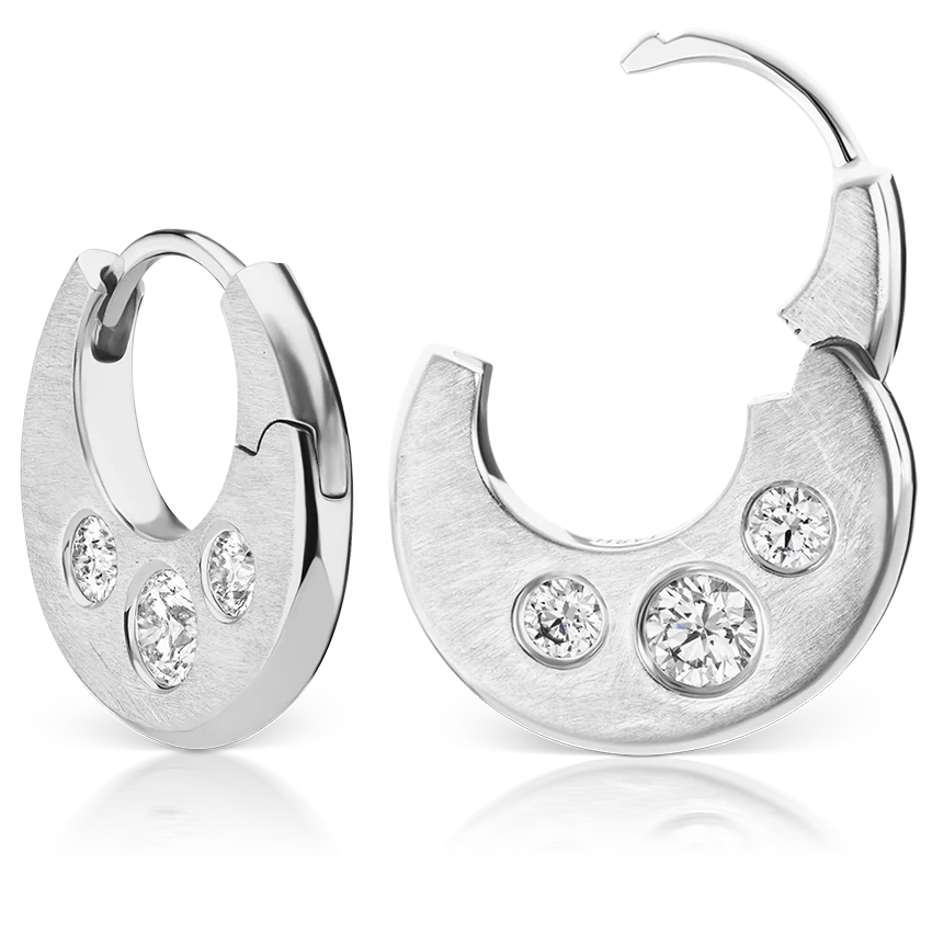 Diamond Crescent Reversible Hoop Earring - Image 4