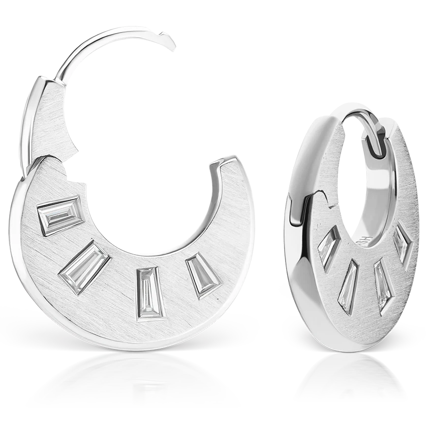 Diamond Crescent Reversible Hoop Earring - Image 5