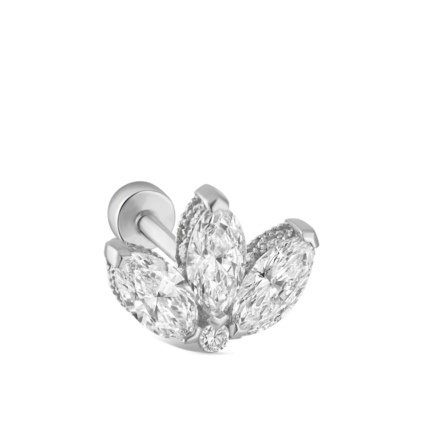 Diamond Engraved Lotus Threaded Stud Earring - Image 18