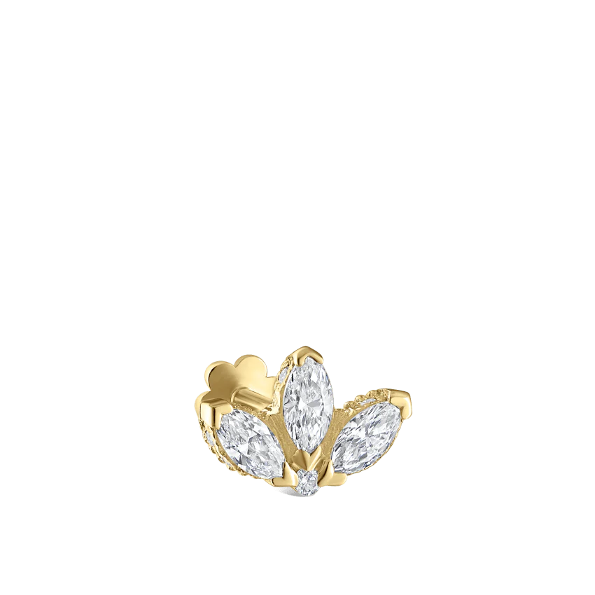 Diamond Engraved Lotus Threaded Stud Earring - Image 25