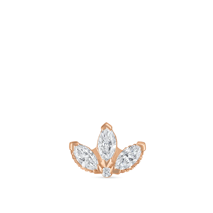 Diamond Engraved Lotus Threaded Stud Earring - Image 56