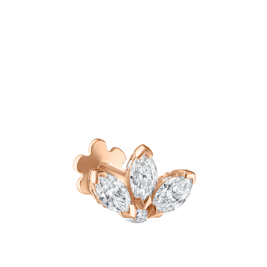 Diamond Engraved Lotus Threaded Stud Earring - Image 57