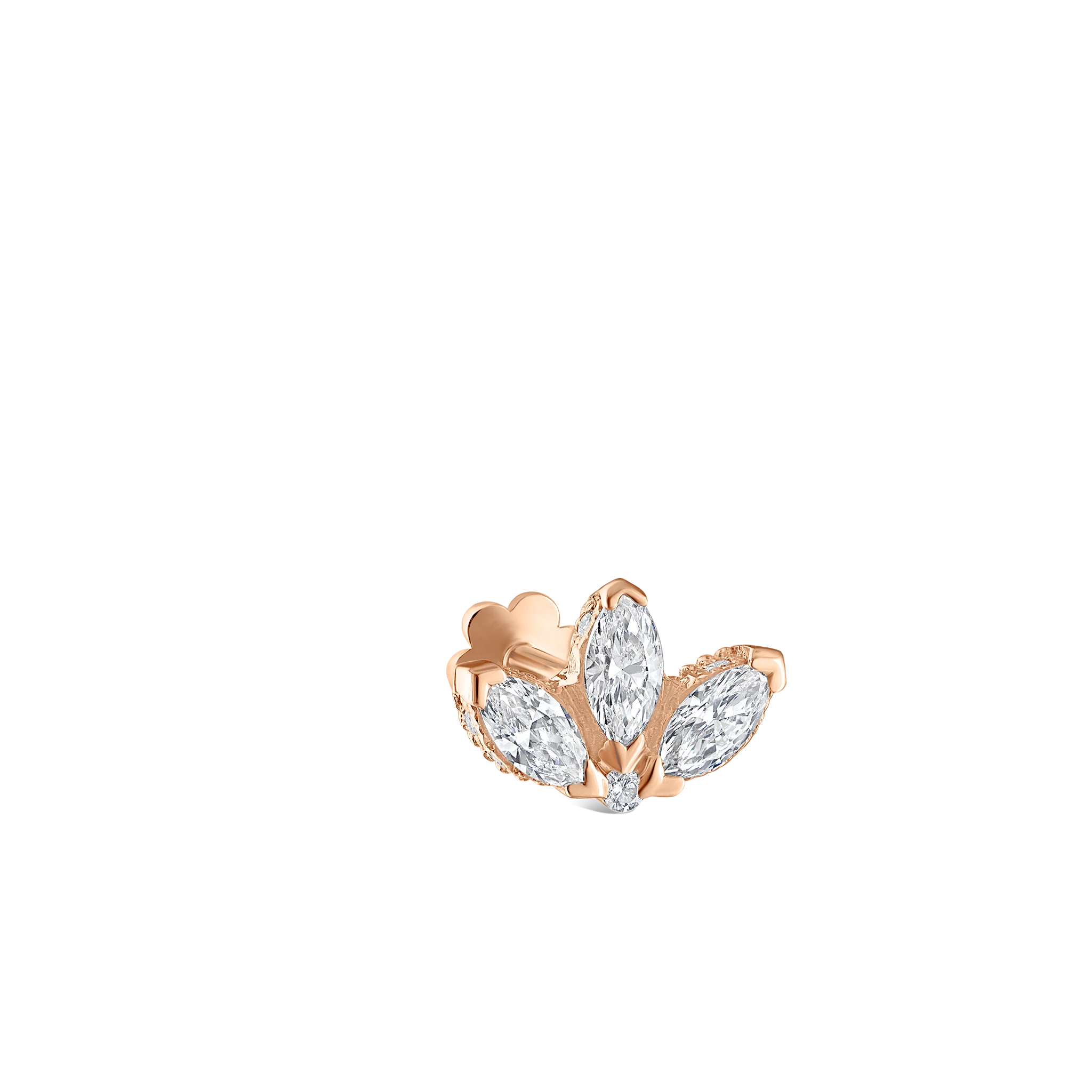 Diamond Engraved Lotus Threaded Stud Earring - Image 72