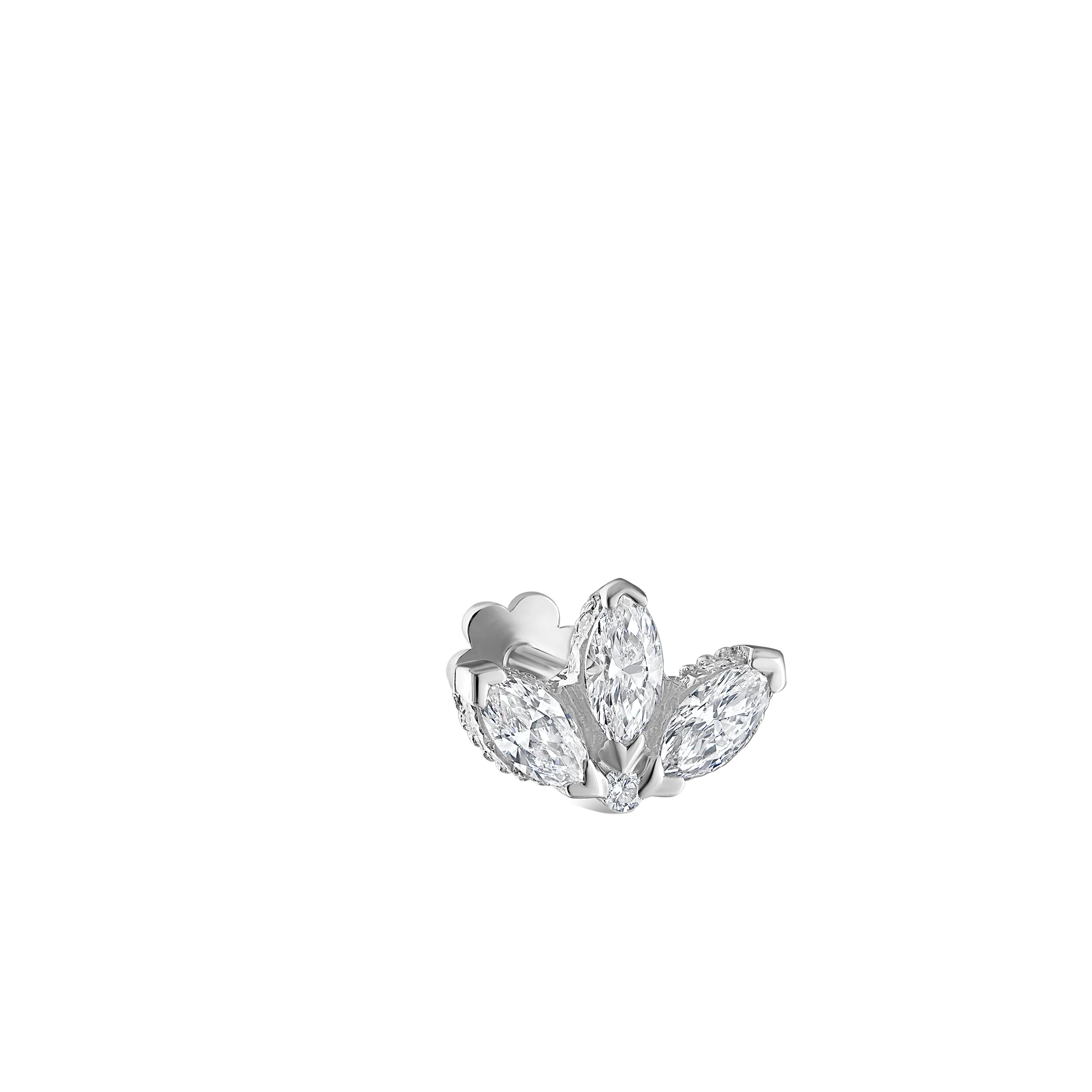 Diamond Engraved Lotus Threaded Stud Earring - Image 73