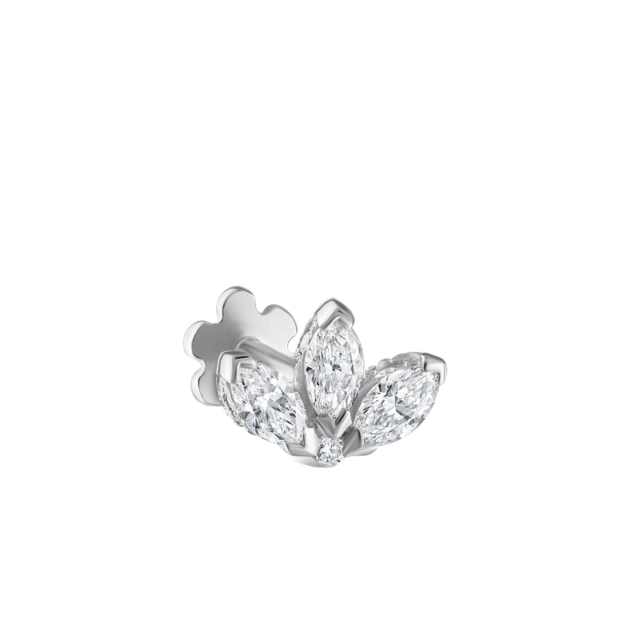Diamond Engraved Lotus Threaded Stud Earring - Image 76