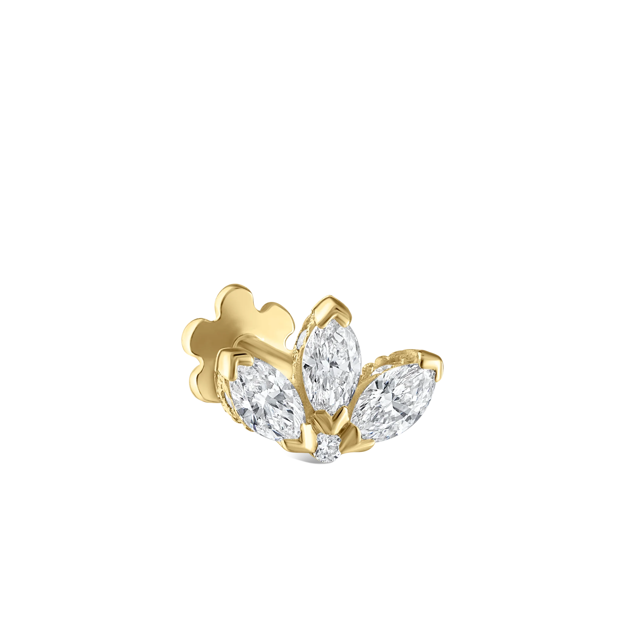 Diamond Engraved Lotus Threaded Stud Earring - Image 77