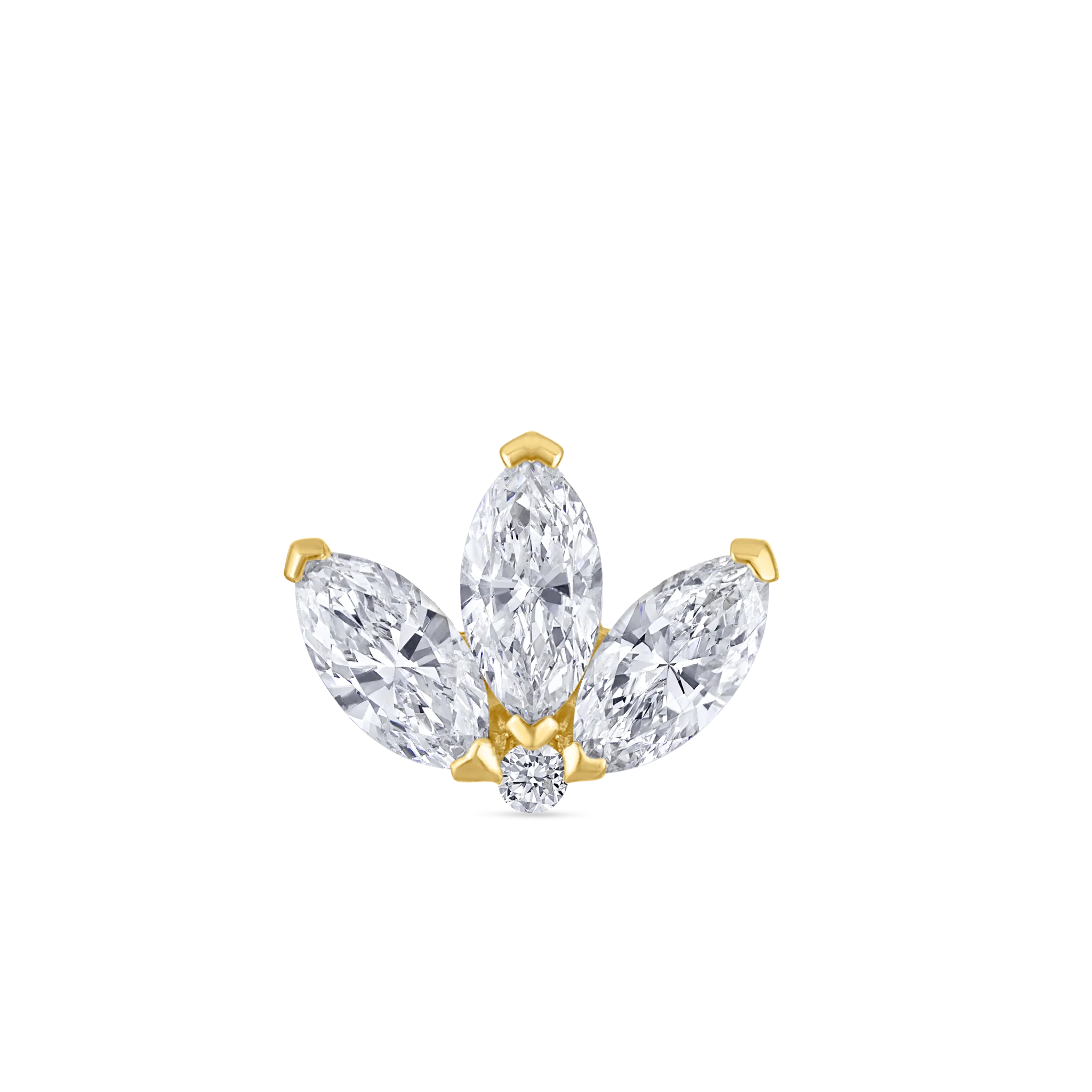 Diamond Engraved Lotus Threaded Stud Earring - Image 80