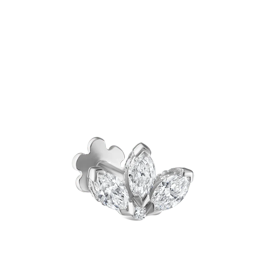 Diamond Engraved Lotus Threaded Stud Earring With Titanium Backing - Image 10