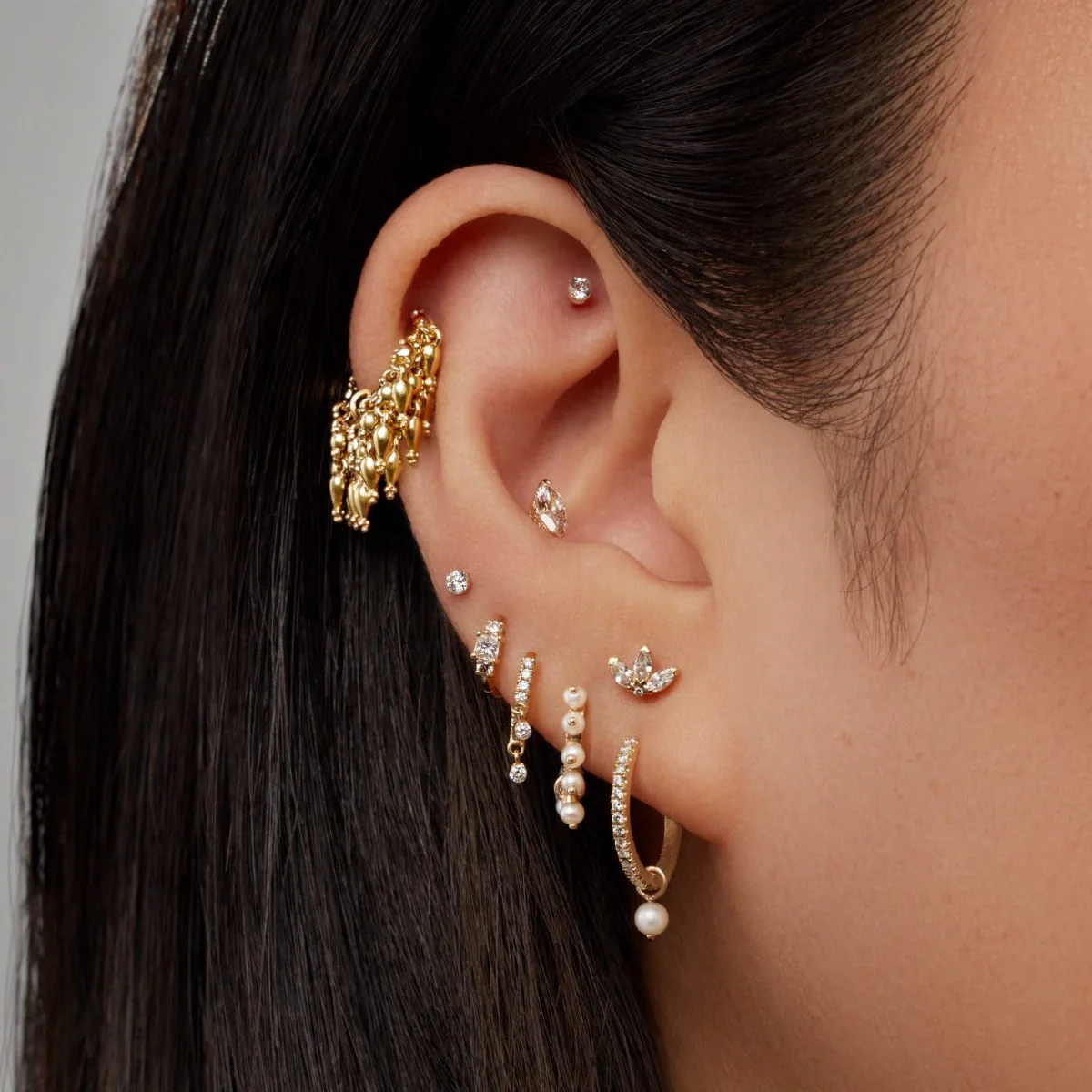 Diamond Engraved Lotus Threaded Stud Earring With Titanium Backing - Image 13