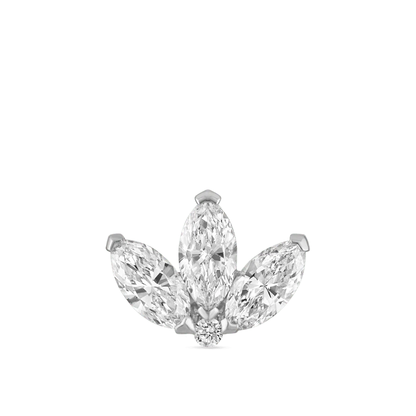 Diamond Engraved Lotus Threaded Stud Earring With Titanium Backing - Image 24