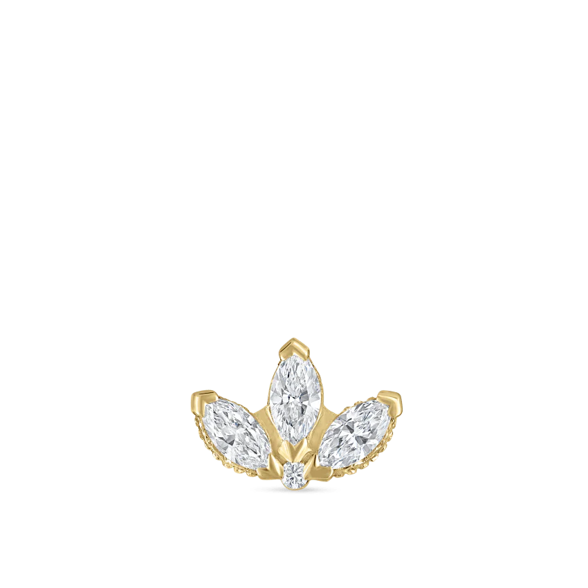 Diamond Engraved Lotus Threaded Stud Earring With Titanium Backing - Image 33