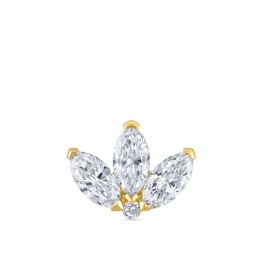 Diamond Engraved Lotus Threaded Stud Earring With Titanium Backing - Image 48