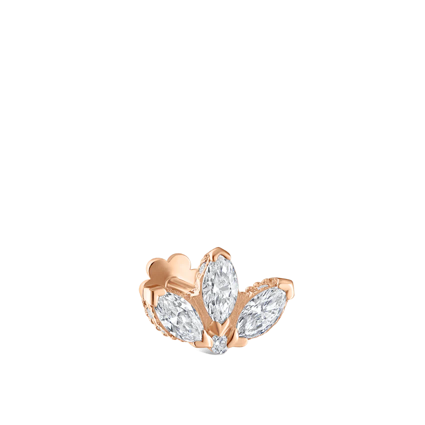 Diamond Engraved Lotus Threaded Stud Earring With Titanium Backing - Image 49