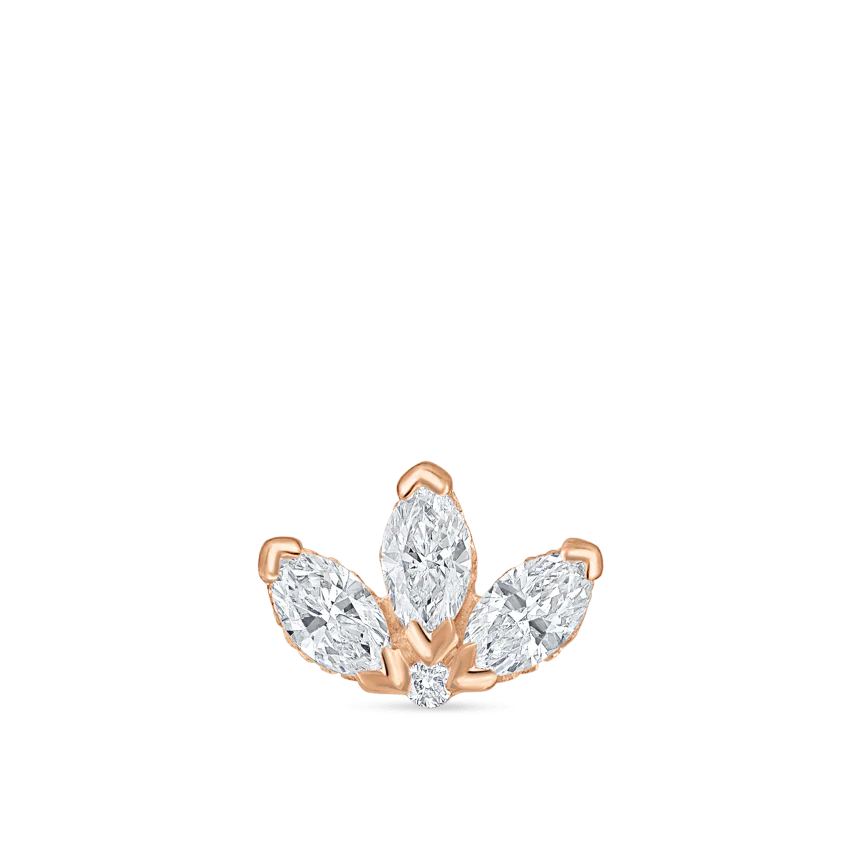 Diamond Engraved Lotus Threaded Stud Earring With Titanium Backing - Image 64