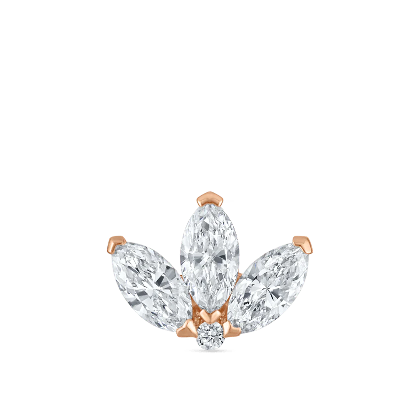 Diamond Engraved Lotus Threaded Stud Earring With Titanium Backing - Image 71