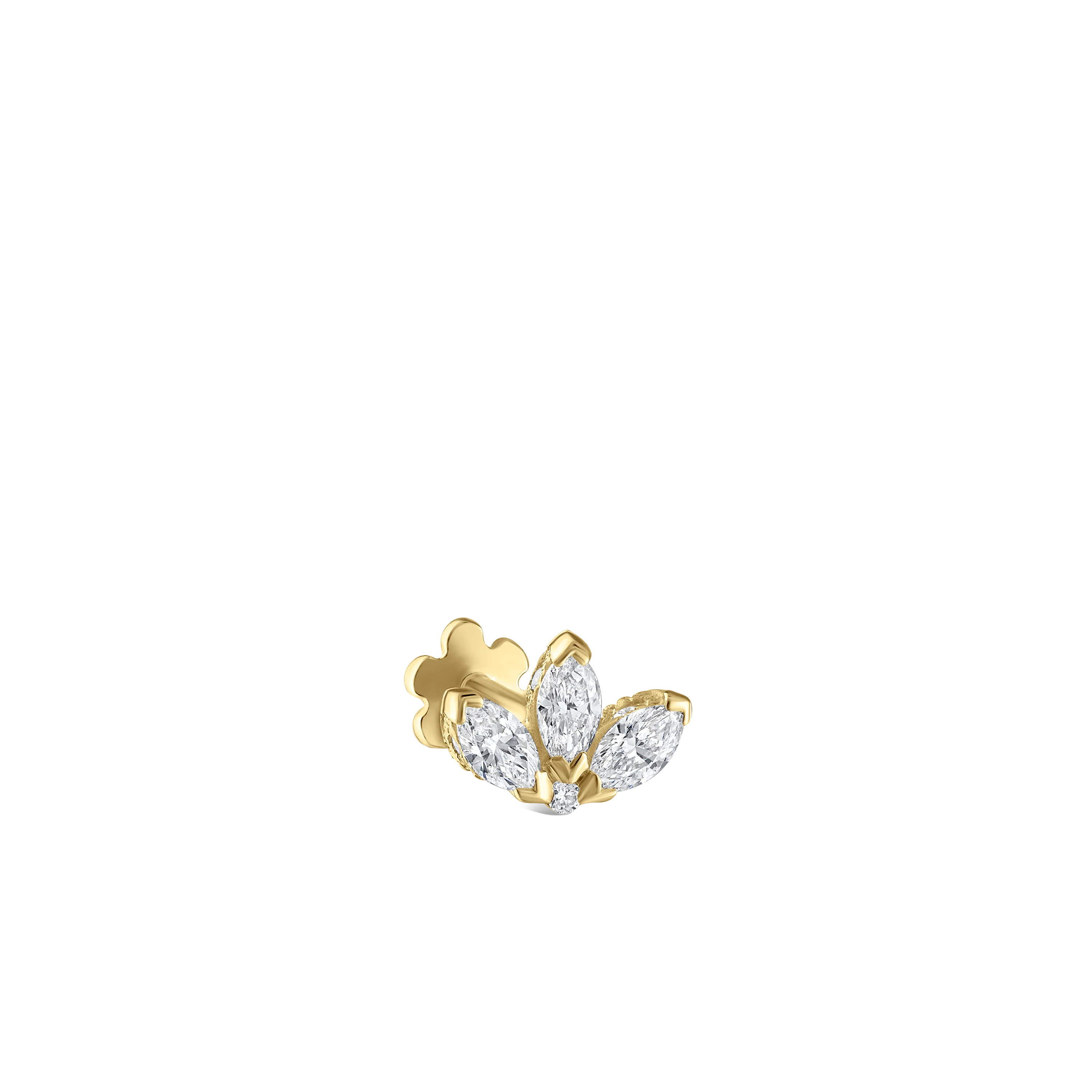 Diamond Engraved Lotus Threaded Stud Earring With Titanium Backing - Image 72