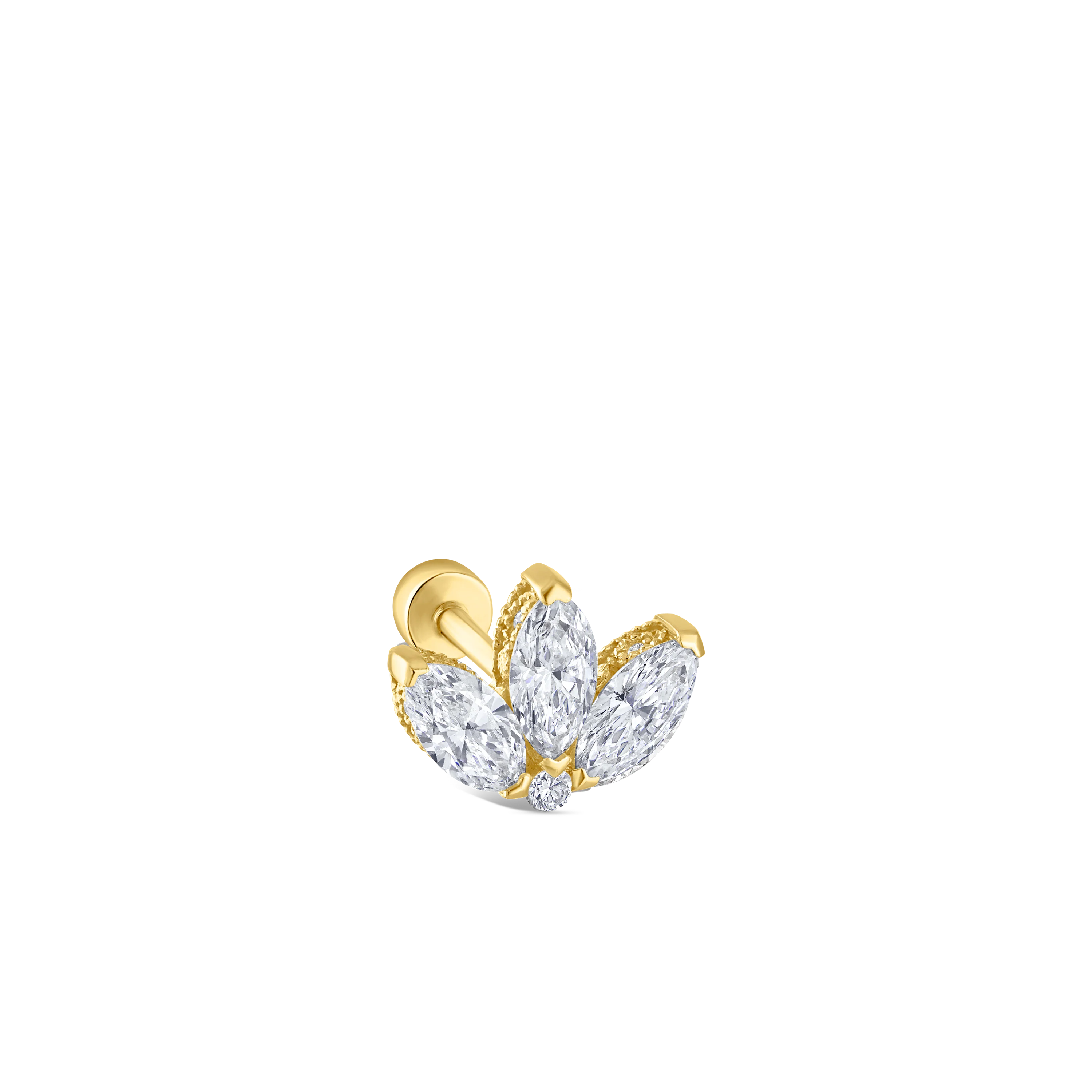 Diamond Engraved Lotus Threaded Stud Earring With Titanium Backing - Image 73