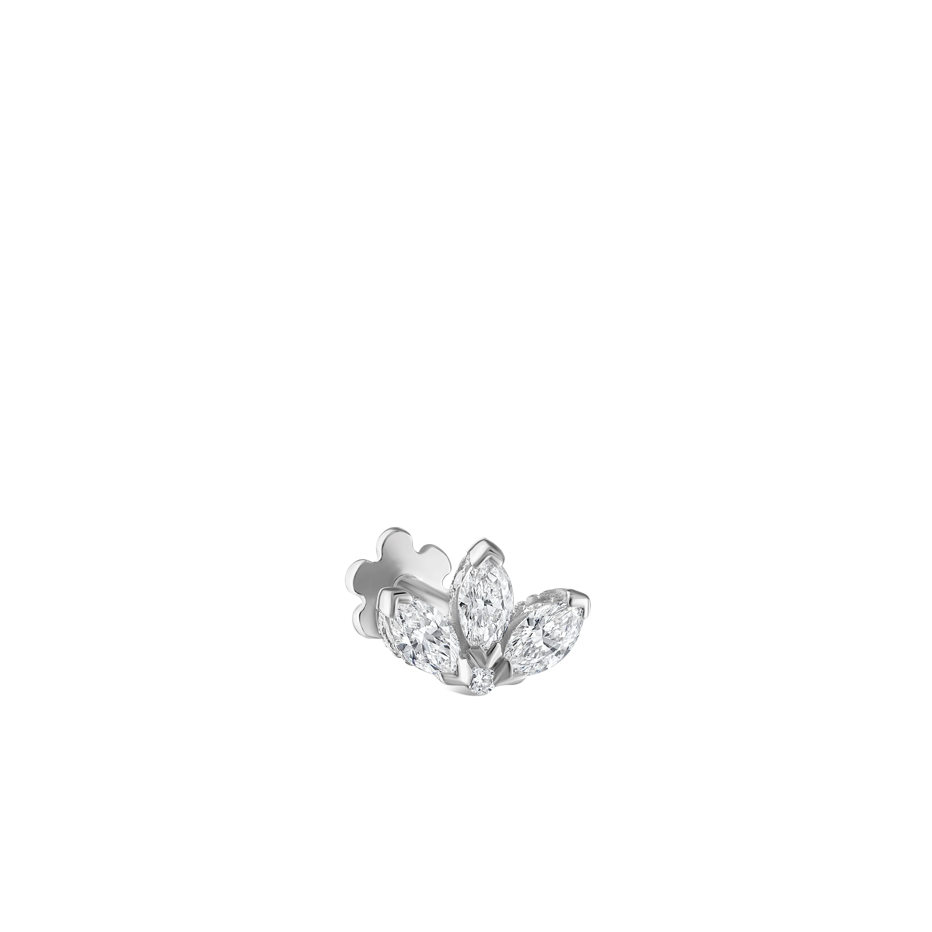 Diamond Engraved Lotus Threaded Stud Earring With Titanium Backing - Image 75