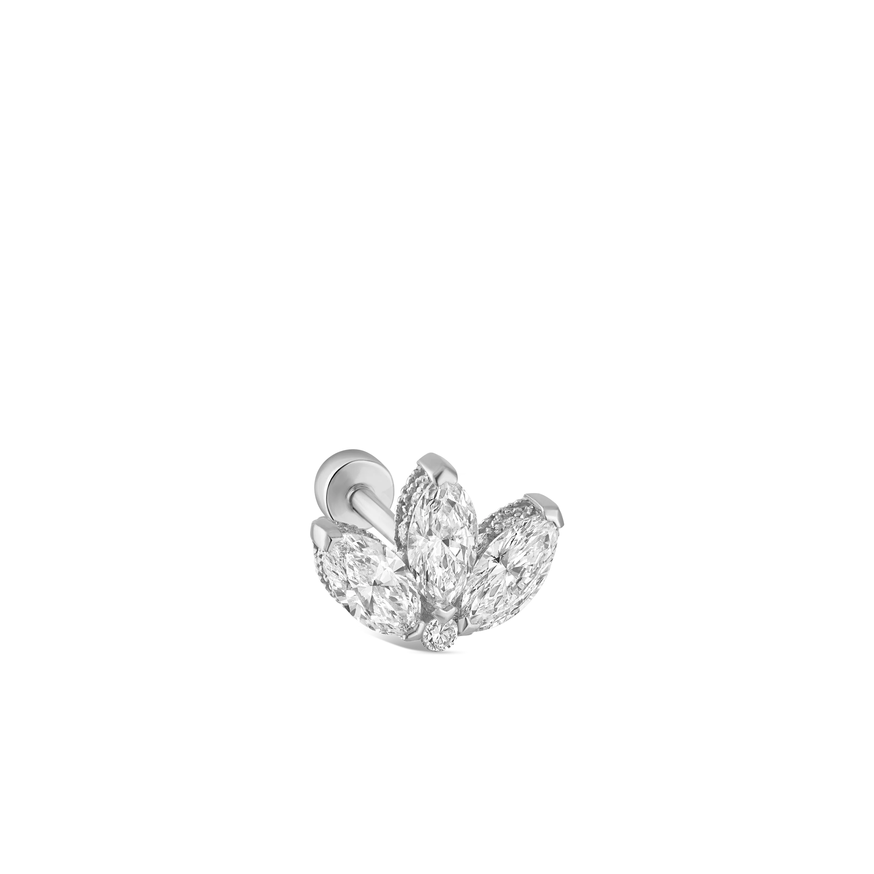 Diamond Engraved Lotus Threaded Stud Earring With Titanium Backing - Image 76