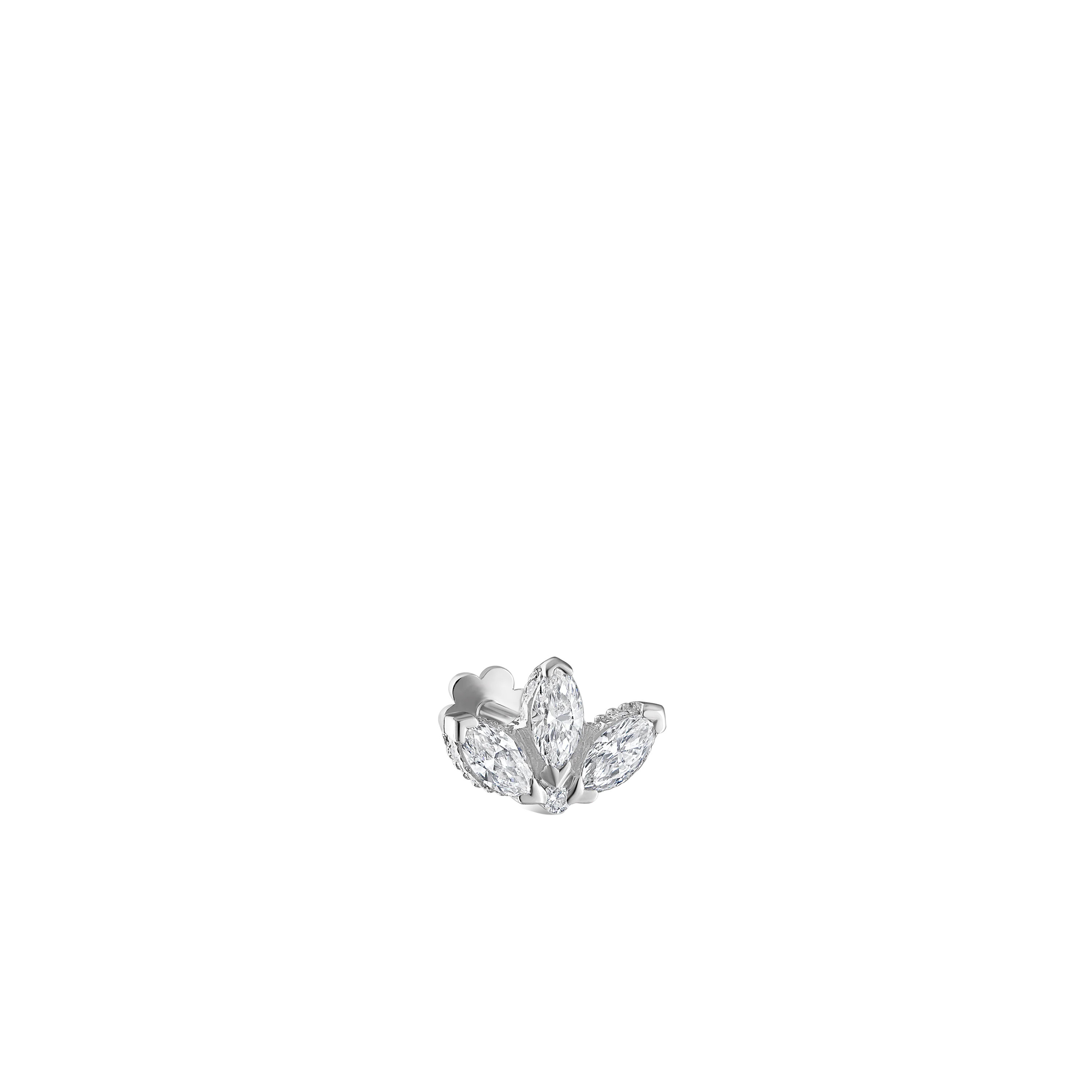 Diamond Engraved Lotus Threaded Stud Earring With Titanium Backing - Image 77