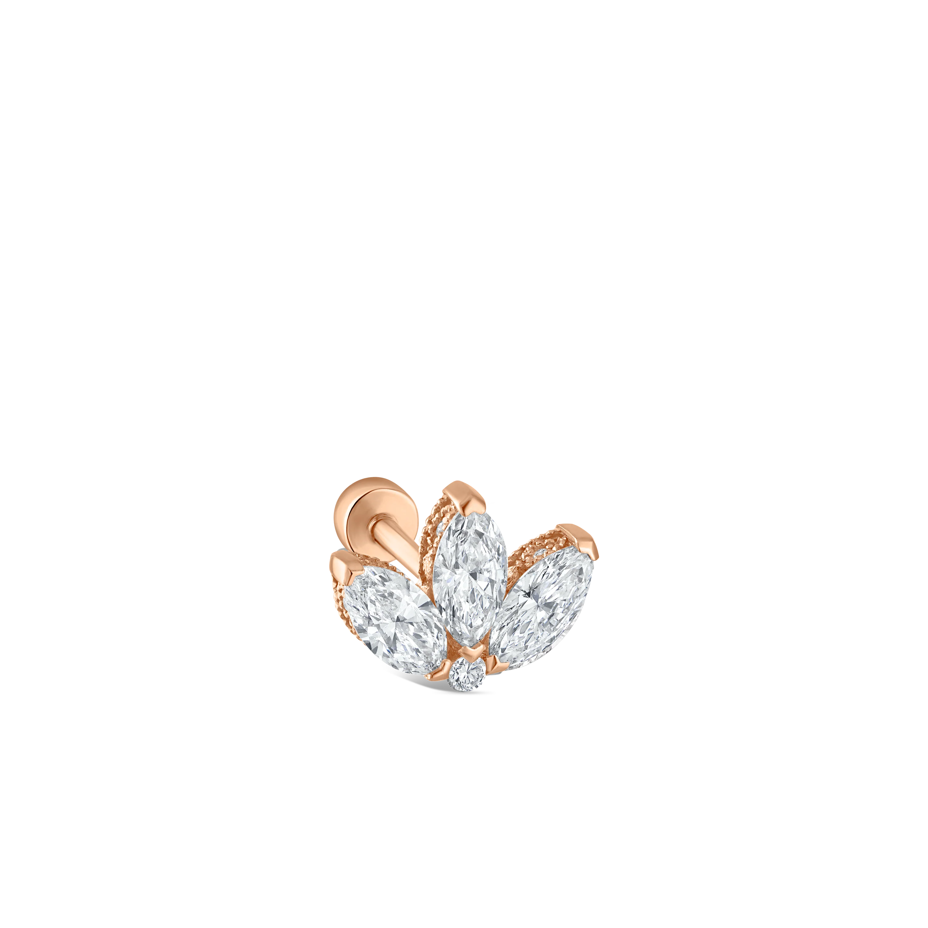 Diamond Engraved Lotus Threaded Stud Earring With Titanium Backing - Image 79