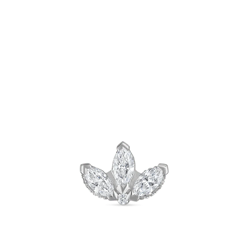 Diamond Engraved Lotus Threaded Stud Earring With Titanium Backing - Image 9