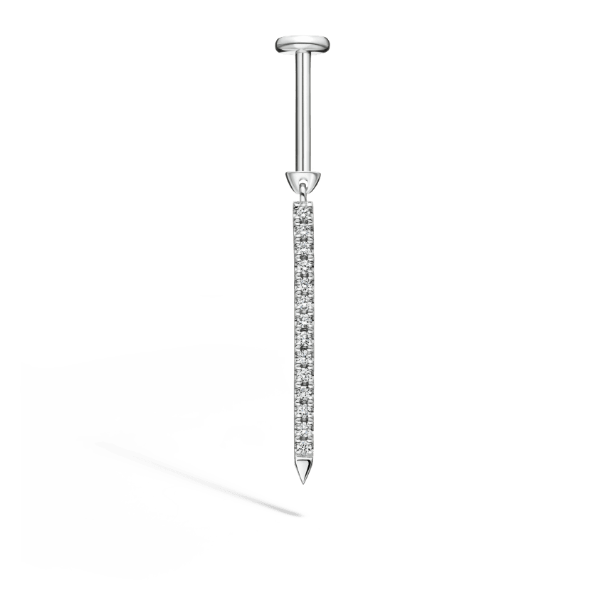 Diamond Eternity Bar Charm Threaded Stud Earring - Image 10