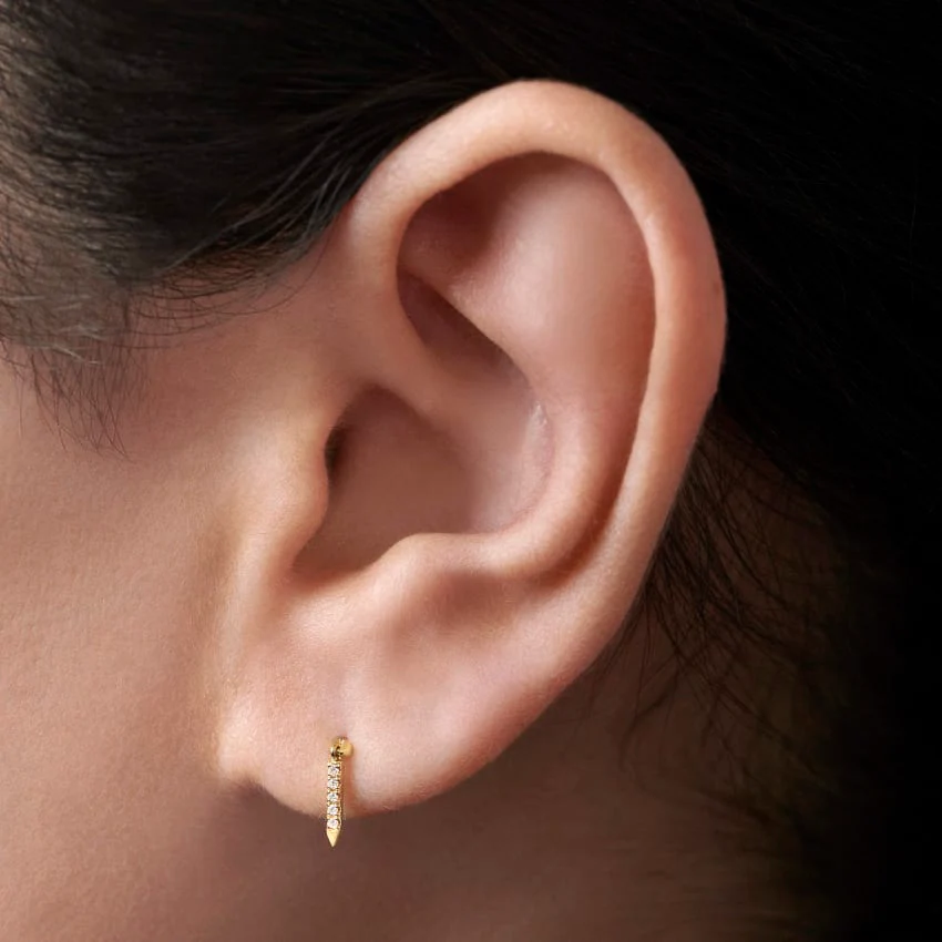 Diamond Eternity Bar Charm Threaded Stud Earring - Image 16