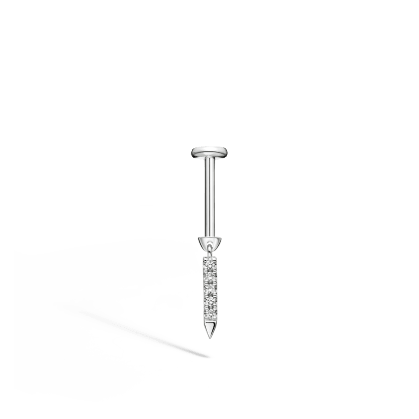 Diamond Eternity Bar Charm Threaded Stud Earring - Image 20